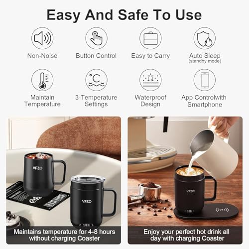 Image of Self Heating Coffee Mug,High-Capacity- 18 oz, 180 Min Battery Life, Smart Heated Coffee Mug,Smart Mug, Simple Temperature Control Operation, Gifts for Family Members (Tintenschwarz)
