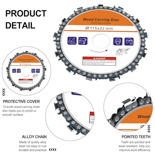 1 Stück Holz Schleifscheibe 115 * 22 mm, Raspelscheibe, Holzschnitzscheibe Frässcheibe, Lackfräse, Holzfräser, Wurzelfräse, Flexscheibe, Baumstumpffräse, für Schleifen, Fräsen, Schnitzen