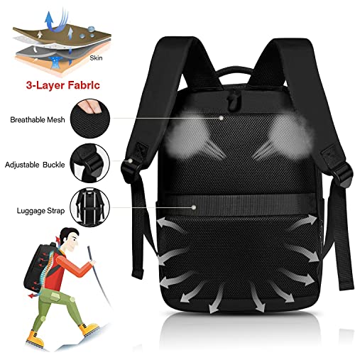 SONAMBULO Laptop Rucksack 15,6 Zoll, Business Notebook Tasche für Unisex mit USB-Anschluss und wasserabweisend, ideal für Arbeit, Reise, Schule, Universität (Schwarz)