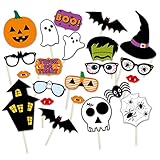GAI Halloween Photo Booth Props - 22pcs Horror Decor Funny Selfie Photo Props Party Supplies, Black
