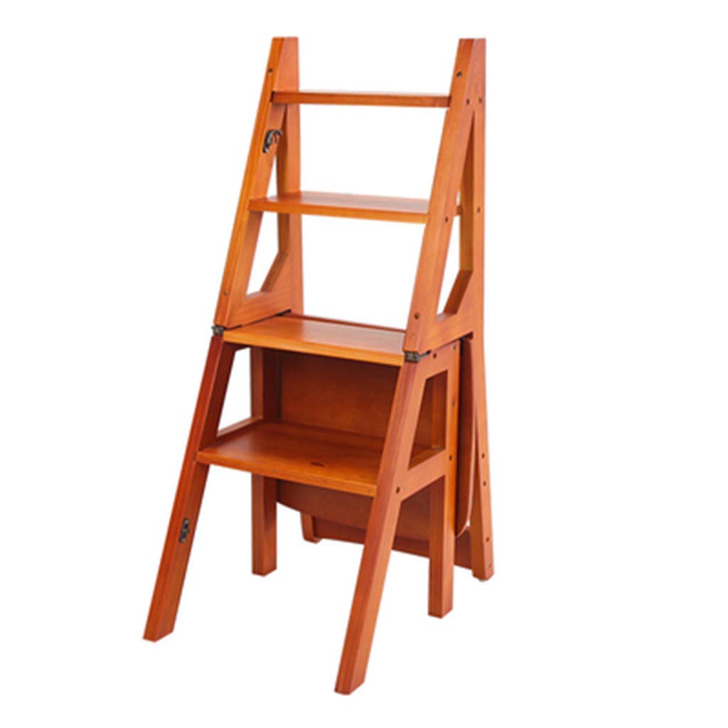 Taburete escalonado plegable de madera de pino con escalera de 4 capas para cocina CHEWYNP