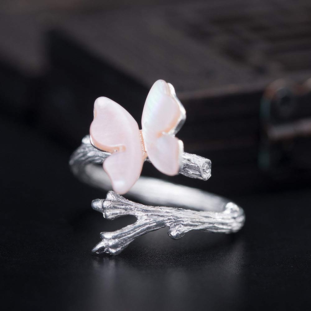 Anello In Argento 925 Da Donna,Anelli Regolabili Per Le Donne Ramoscelli Di Farfalle Anello In Argento Sterling 925 Retrò Fedi Nuziali In Argento Etnico Per Le Donne Anelli Di Eternità Anelli Di P