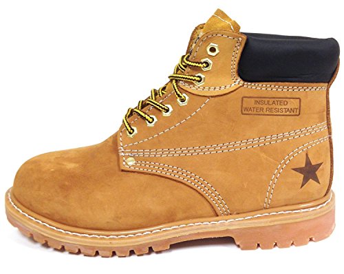 G6A33S Men's Nubuck Leather Tan 6" Lug Sole Slip Resisant Work Boots Width: Wide (W 2E)2