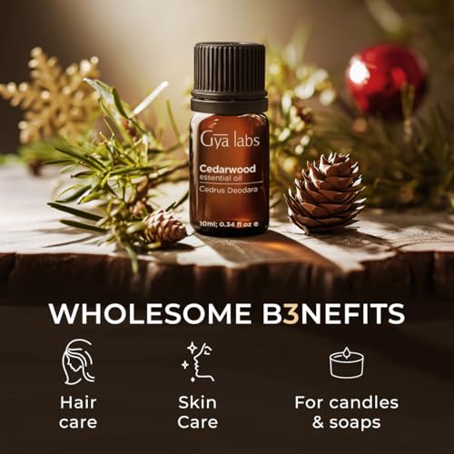 Image of 100% Pure Cedarwood Essential Oil - 0.34 Fl Oz - Cedarwood Oil for Hair, Skin, Diffuser, Aromatherapy & DIY Candle Making Scent