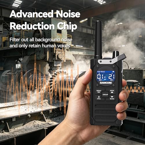 Image of SAMCOM T5G GMRS Walkie Talkies for Adults with AI Noise Reduction | IP67 Waterproof NOAA Weather FM Radio SOS Flashlight Group Call Repeater Capable Floating for Construction School Church