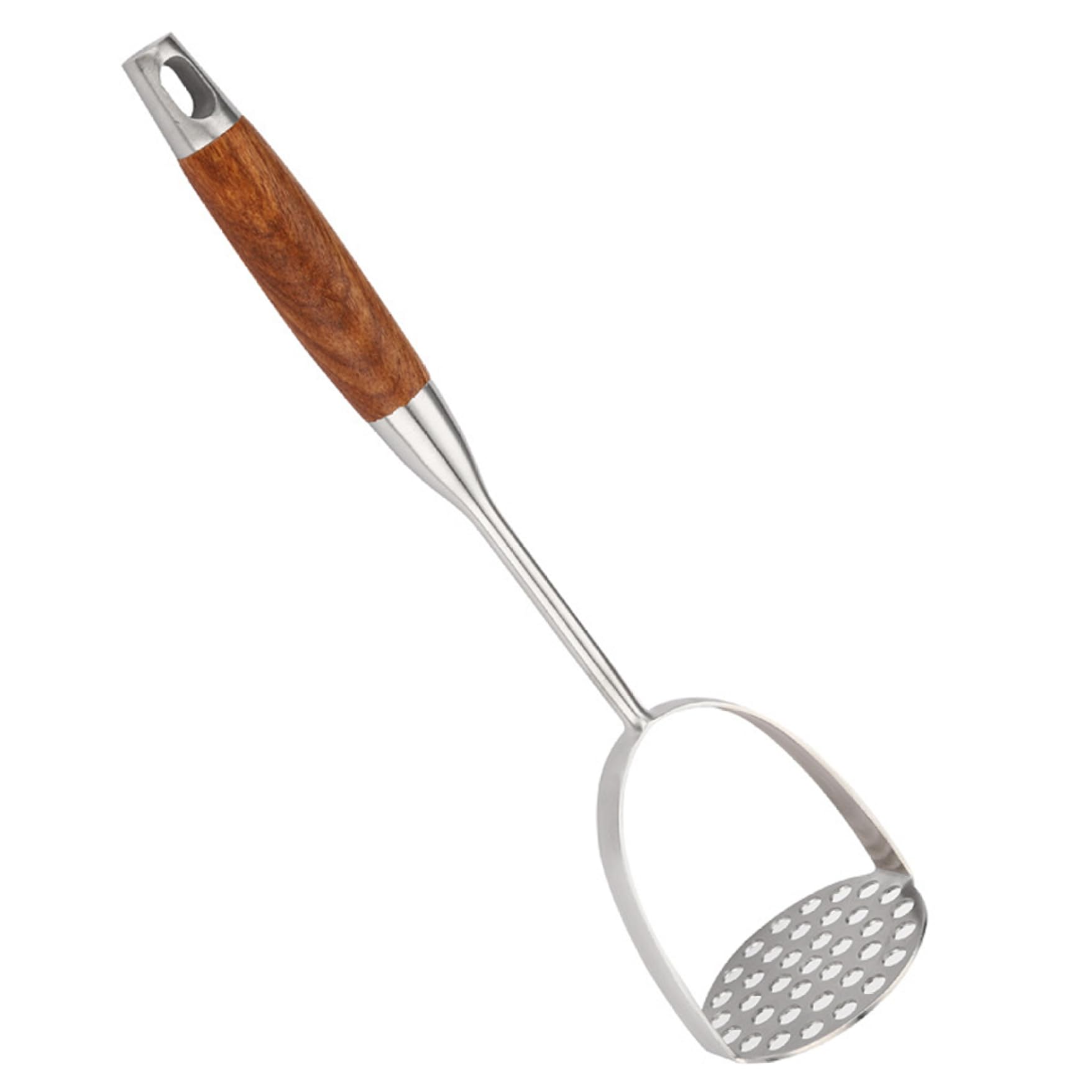 Suxdlan 1Pc Stainless Steel Potato Masher With Wooden Handle - Heavy Duty Ricer For Beans Vegetables Meat