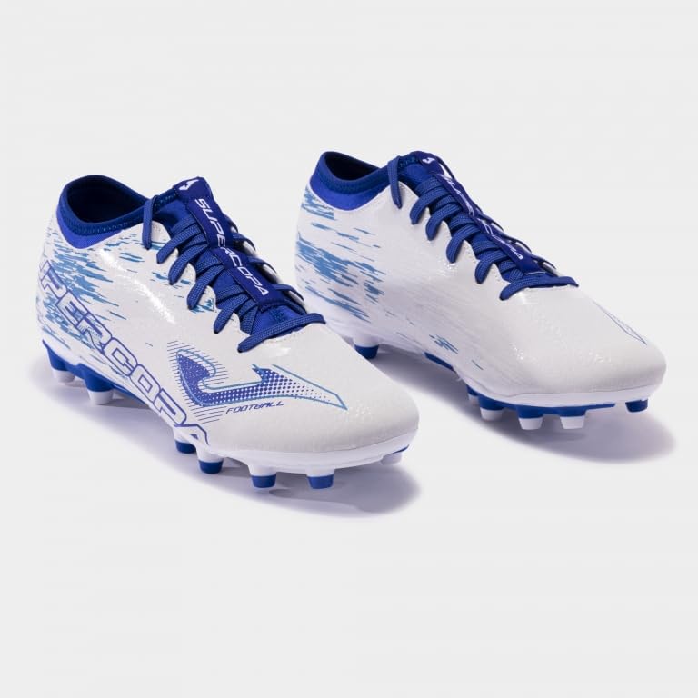 Joma Soccer Cleats Supercopa FG, 6.5-11 US – Precision Control for Firm Ground, Lightweight Microfiber, White and Royal Blue2