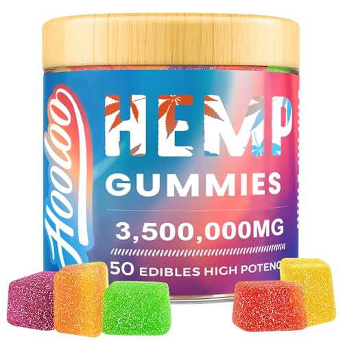 HOOLOO Hemp Gummies for Adults, 6 Fruity Flavors for Deep Bedtime, Relax, Hemp Gummy Infused...