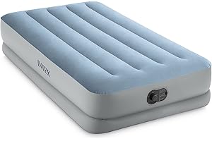 Intex Twin Size Dura-Beam Plus Mid-Rise Air Mattress with Built-in Electric Pump