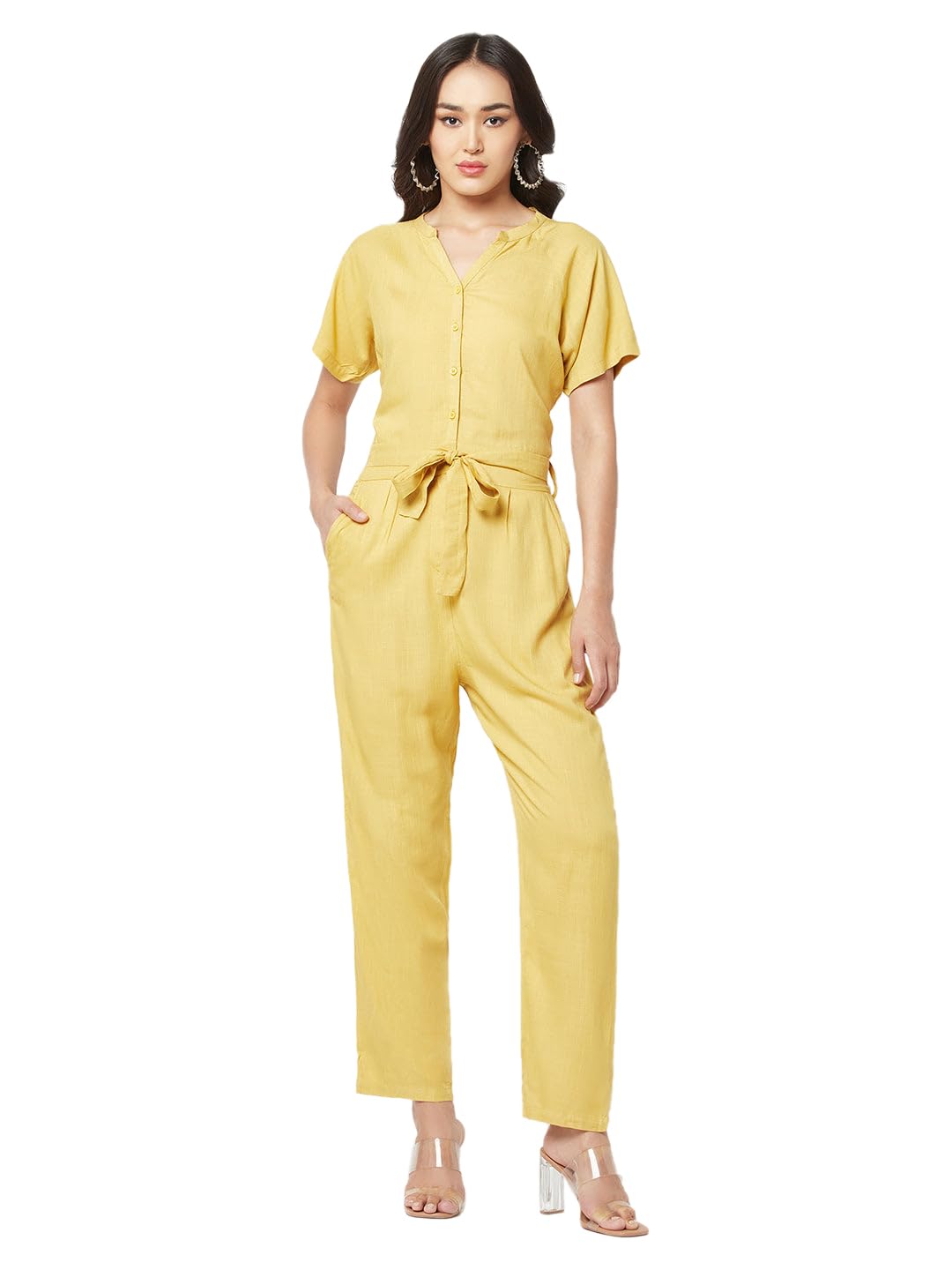 crimsoune club Women Mustard V-Neck Jumpsuit-picture-12