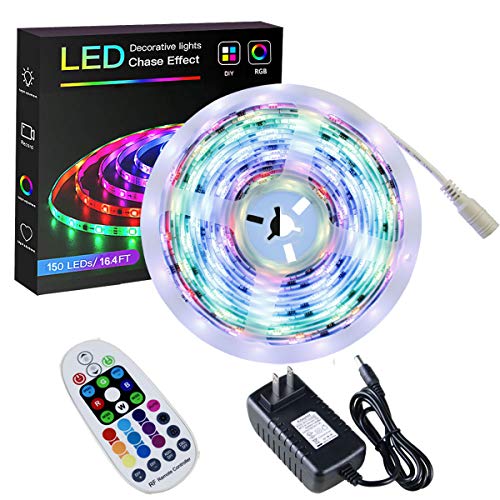 Sparke Rgb Led Strip Lights, 16.4Ft/5M Led Tape Light, 150 Pixels Rgb 5050 Waterproof Strip With 28Keys Remote And Power Supply, Chasing Effect For Home Interior Parties #TOP17