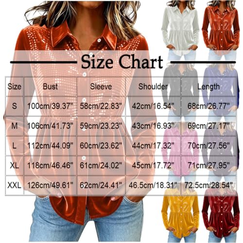 Womens Sparkly Peplum Tops Long Sleeve Collared Button Down Sequin Shirts - image 3