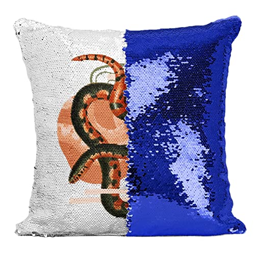 Coussin bleu paillettes serpent rouge : la solution pour raviver un canapé terne - 2