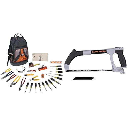 Klein Tools 80028 Hand Tools Kit Includes Pliers & 702-12 Hack Saw, Includes Hand Saw and Reciprocating Blades, Adjustable Tension to 30,000 PSI