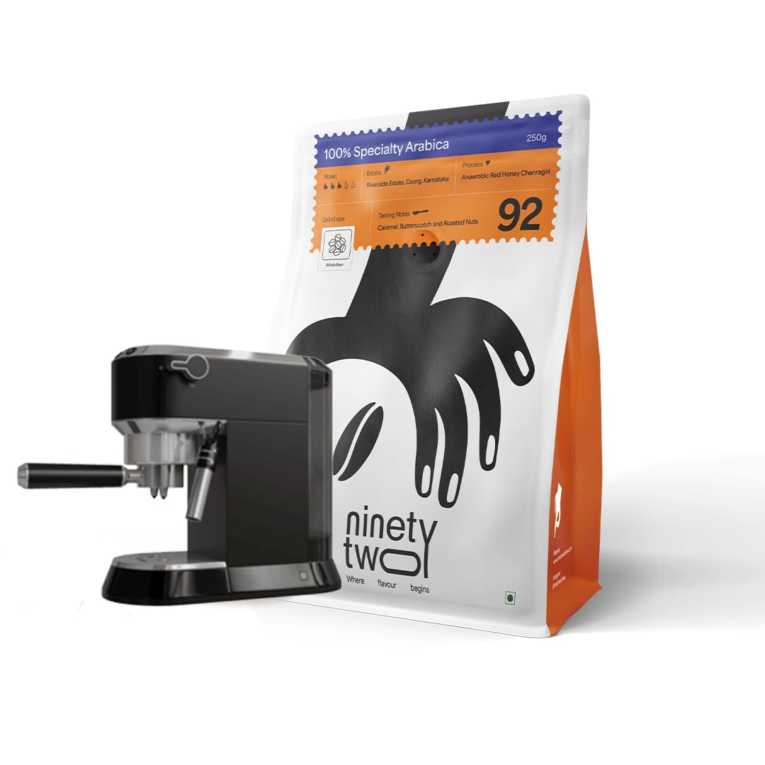 NINETY TWO Roasted Coffee Espresso Grind 250g - Medium Roast | Anaerobic Red Honey Chandragiri | Made form 100% Arabica Speciality Coffee Beans | Espresso Coffee Powder for Manual Home Brewing | Cafe Roasters-image-29