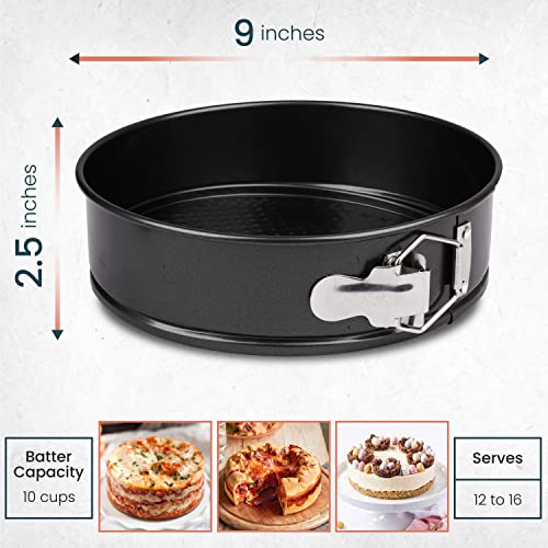 Rfaqk 9 Inch Springform Pan For Baking - Nonstick Round Cake Tin With 10 Pcs Parchment Paper Liners And Spatula -Leakproof Deep Cake Pan For Cheesecake, Lasagna, Pizza, Brownie #TOP2