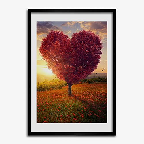 Cadre en bois 50x70 Tulup Arbre de coeur pour embellir la décoration du salon