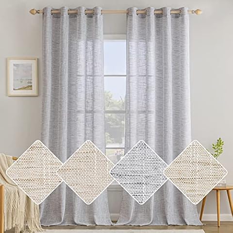 MIULEE Cortinas de Salón Lino Visillo Translúcidas 140x245 cm Blanco Gris Cover