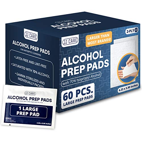 JJ CARE [Pack of 60] Alcohol Prep Pads, Isopropyl Alcohol Prep Pads 70% (4
