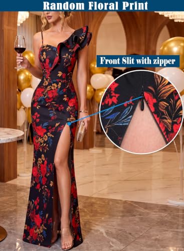 Image of VFSHOW Womens Ruffle One Shoulder Formal Prom Gala Maxi Dress Evening Gown
