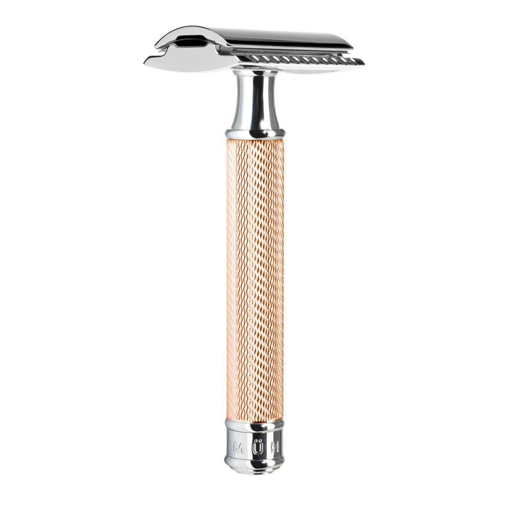 Set Afeitado Mühle Brocha Afeitar Tejón Punta Plata & Maquinilla Tradicional Oro Rosa R89