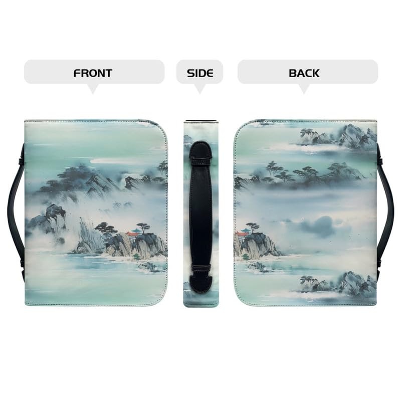 Garronmavis Chinese Landscape Painting Bible Cover Carrying Book, Watercolor Painting Bible Holder, Folk Art Bible Cases - XL - Image 4