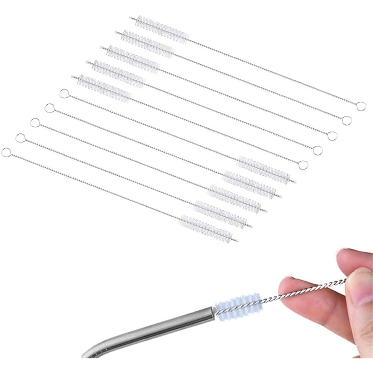 Straw Cleaner Cleaning Brush One Pipe Cleaner Milk Bottle 5mm Metal Handle Nylon (20, Small)