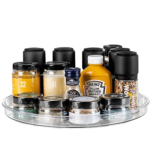 Image of vacane Clear Lazy Susan Organizer, Non-Skid Plastic 11 inch Lazy Susan Turntable for Cabinet Rotating Pantry Lazy Susan Cabinet Organizer, Storage Containers for Kitchen, Refrigerator Countertop