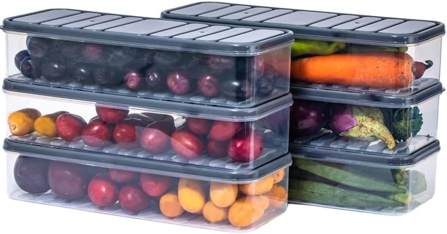 Image of JD FRESH Pack 4 Fridge Storage Containers Set for Kitchen /Air Tight Plastic Boxes, Leak-Proof, Durable and Space Saving /Multipurpose Fridge Storage Organizer for Vegetables, Fruits & Snacks (1200 ML)