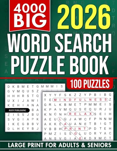 4000 Big Word Search Book for Adults and Seniors with 100 Puzzles: Large Print WordFind to Sharpen...