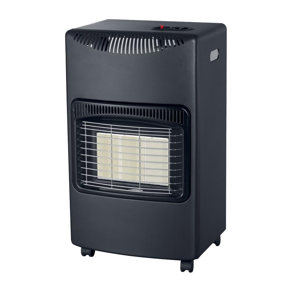 Stufa a Gas 4200W - Bombola 15Kg, 3 Livelli di Riscaldamento, Compatta, 4 Ruote Piroettanti, Accensione Piezoelettrica, Gas GPL, Spegnimento Automatico - (Fiamma Gialla)