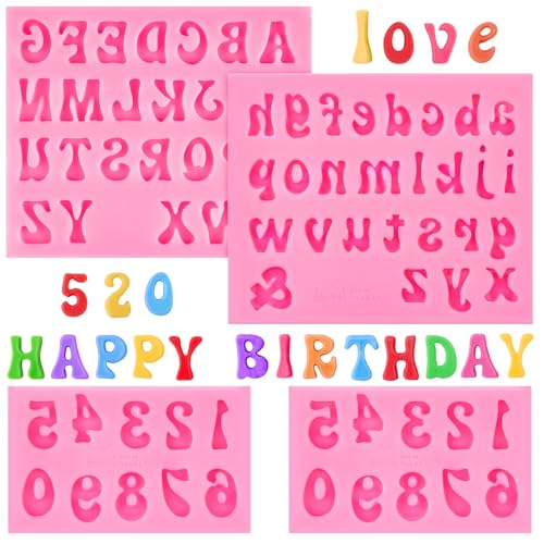 Puyeipt Letter Silicone Fondant Molds 4 Pack