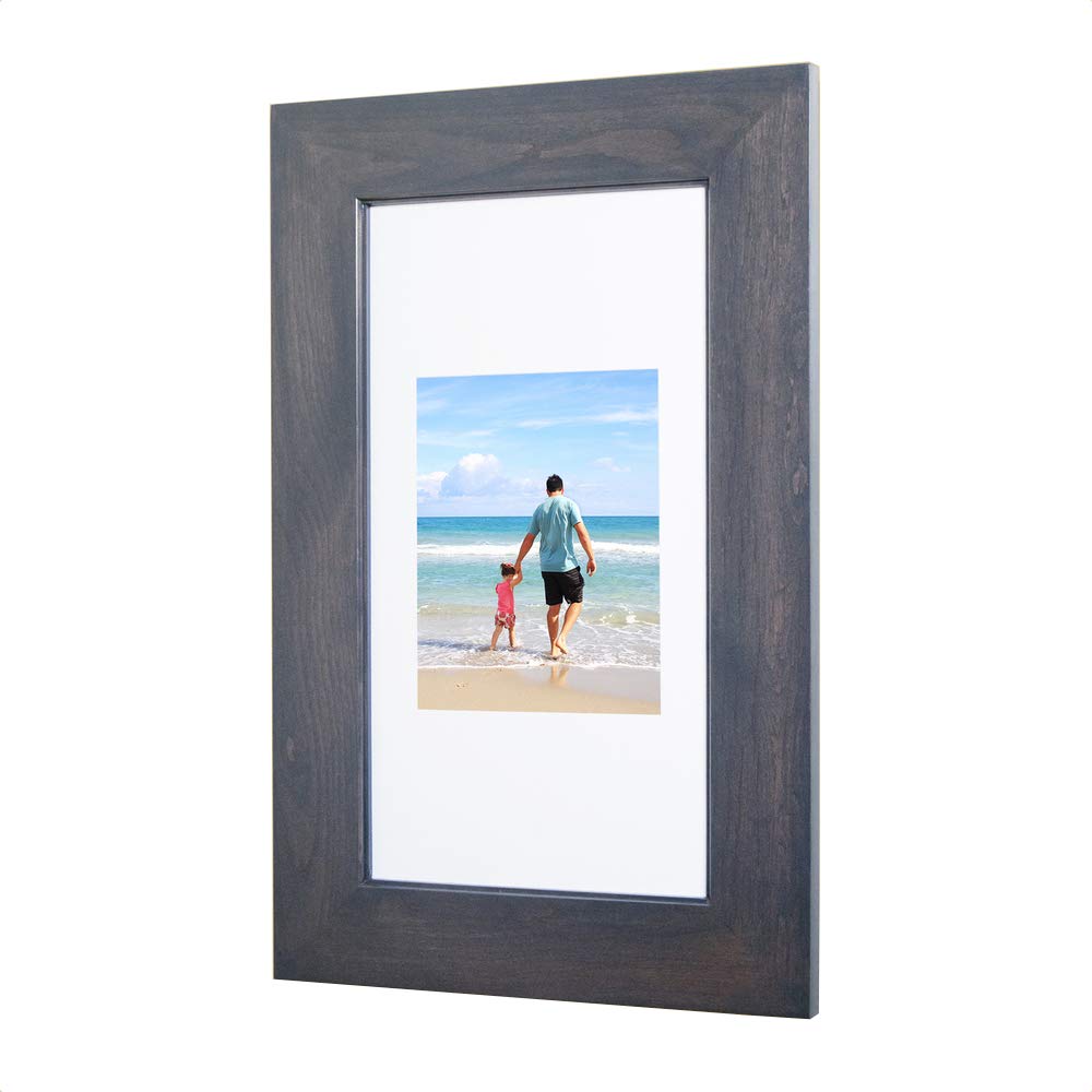 14x24 Concealed Picture Frame Medicine Cabinet without Mirror for Bathroom, Recessed in the Wall, Made in North America, Real Wood, NO MDF, Adjustable Shelves, Hidden, Gray