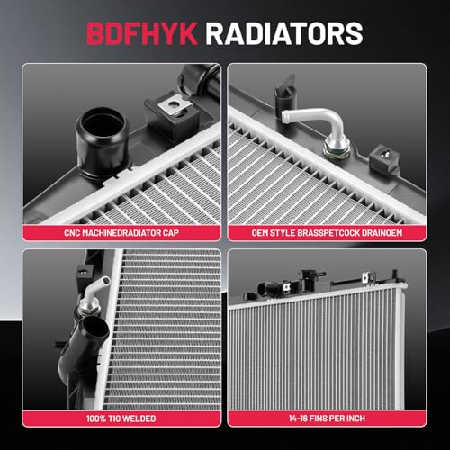 Image of BDFHYK 2148 Aluminum Radiator for Honda Accord 1998-2002, CU2148 DPI 2148, 1-Row 16mm Core, Direct Fit Replacement, OE 19010PAAA51 19010PAAA53 19010PAAA03 HO3010101 RK795