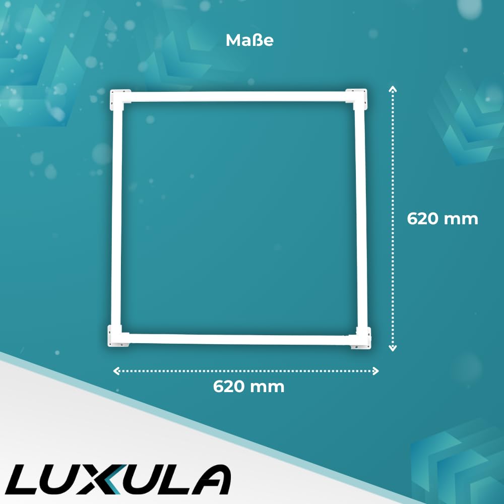 LUXULA 4er Pack beleuchteter LED Rahmen 62x62cm - steckbarer Leuchtrahmen - 40W 4000lm - 4000K Neutralweiß - inkl. 230V Netzteil - Lichtdesign - Alternative zu LED-Panel Rasterleuchte Einbaulampe