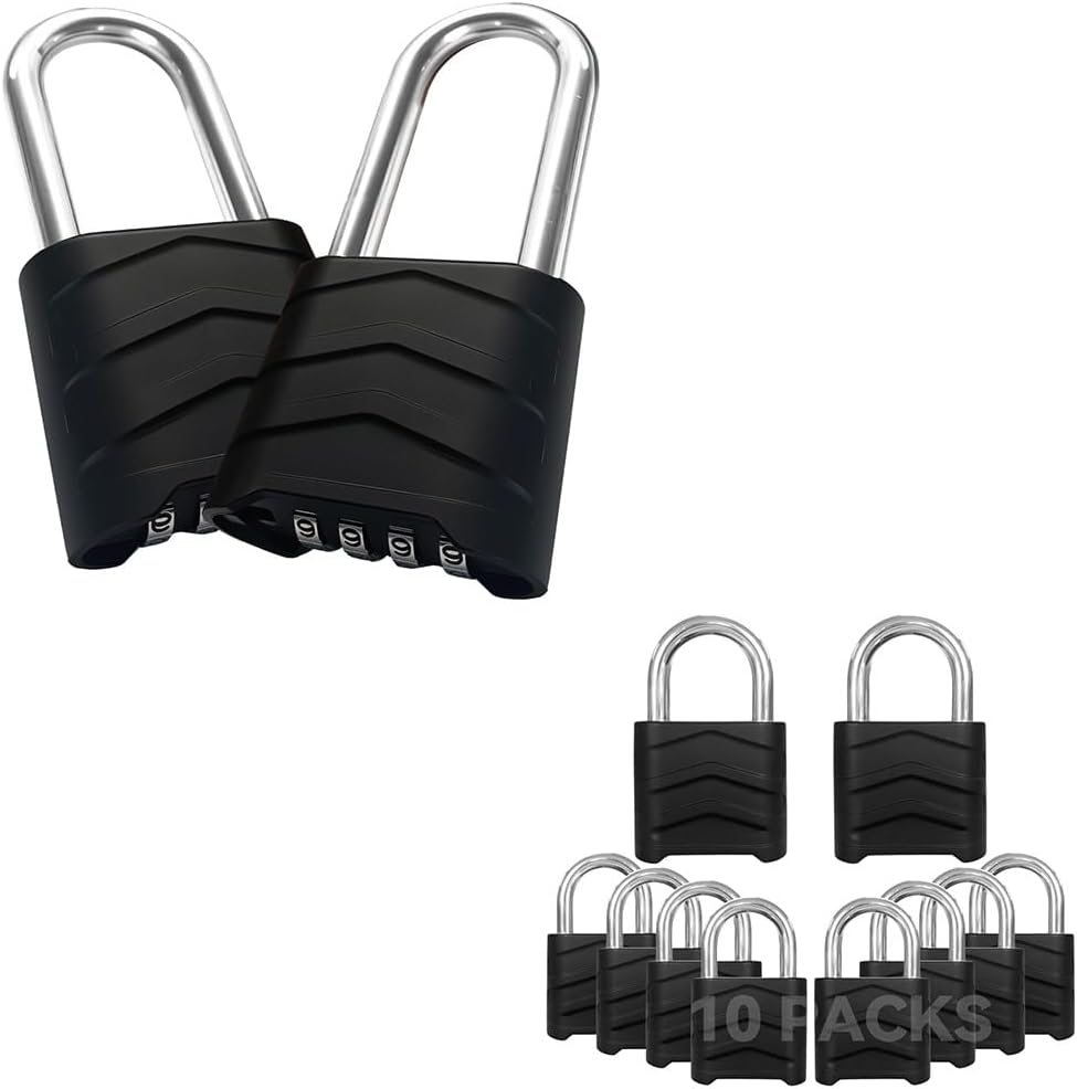 SEPOX® Combination Padlock Bundle – 2 Extra Long Shackle + 10 55mm Weatherproof Uncuttable for Home/Warehouse