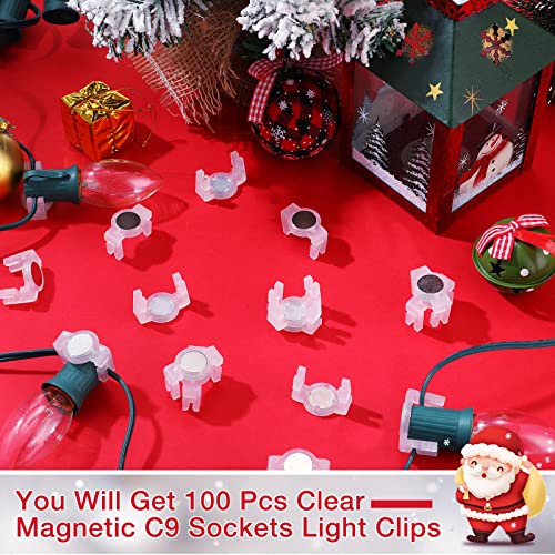 Macarrie UR-MACARRIE-1156 100 Pcs Magnetic Sockets Light Clips Christmas Light Clips Compatible With Clear, C9 Magnetic Light Clip Hang Hooks Bulk thumb #4