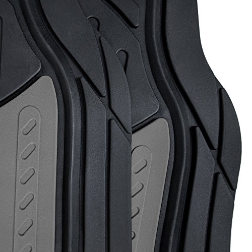 Image of FH Group Automotive Floor Mats - Heavy-Duty Monster Eye Floor Mats for Cars, Universal Fit Full Set, Climaproof Floor Mats, Trimmable Floor Mats for Most Sedan, SUV, Truck Floor Mats Rubber Gray