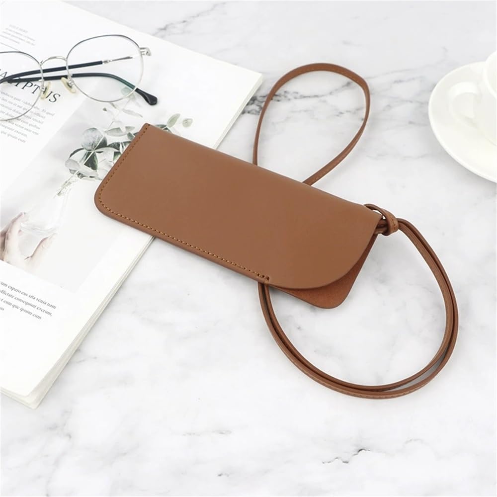 Gafas Portátil Funda Estuche de cuero for gafas con correa for el cuello, portátil