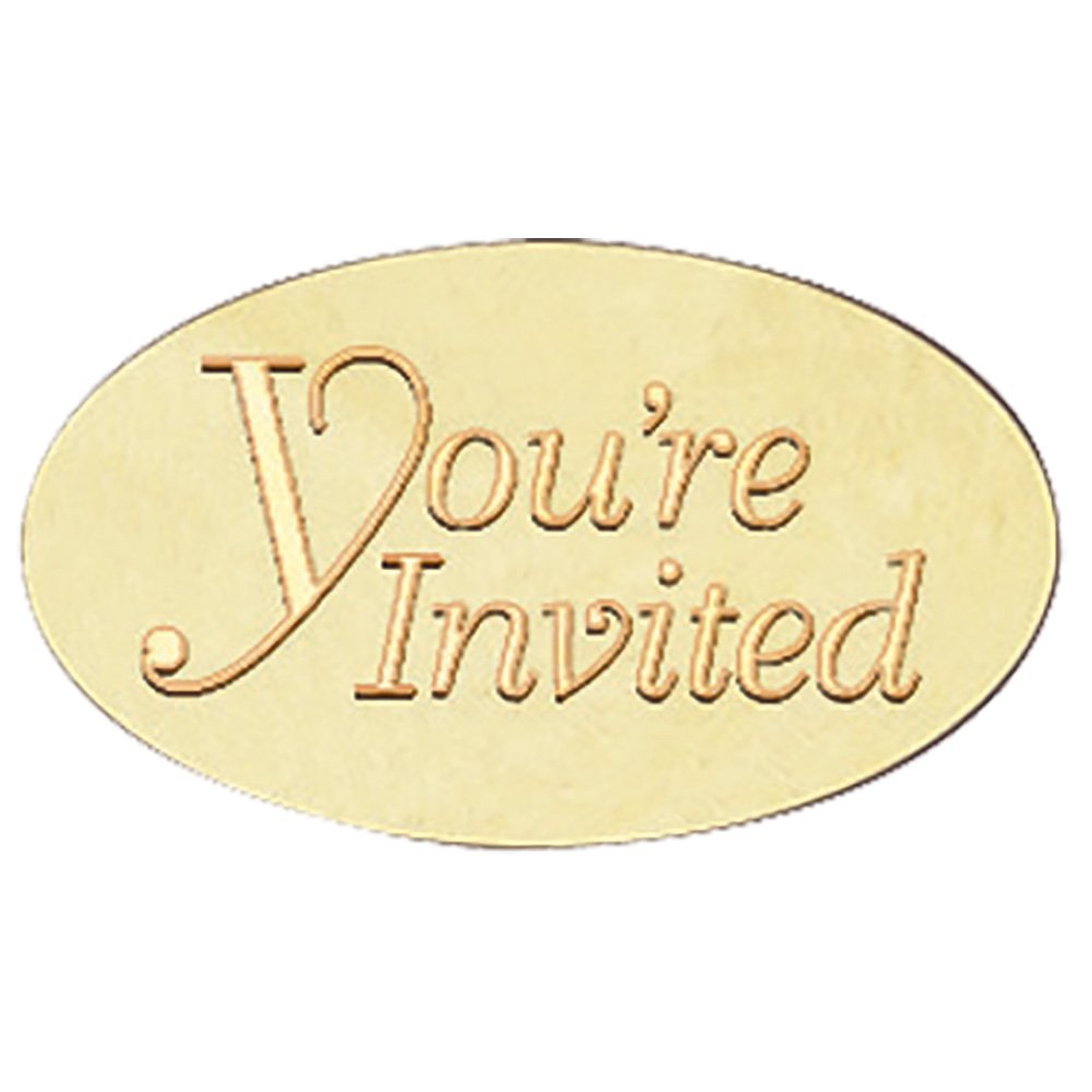 PaperDirect Gold You're Invited Embossed Oval Foil Seals, 30 Count
