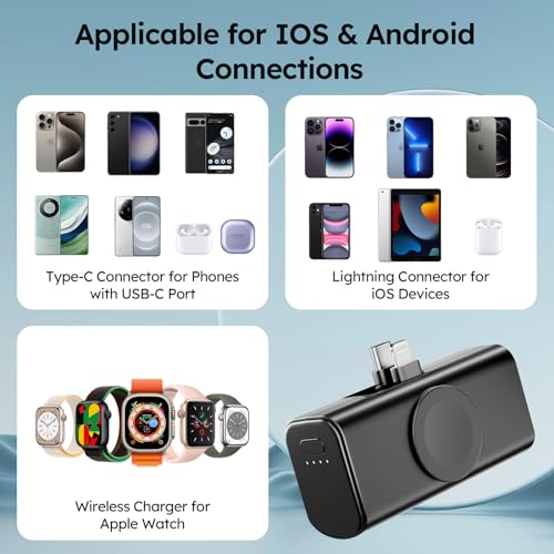 Eazpower Mini Portable Charger 5000Mah, Magnetic Small Power Bank For Apple Watch, Fast Charging Battery Pack With Built In Foldable Usb Connectors For Iphone 16 Pro Max/1514/13 Mini/Airpods thumb #3