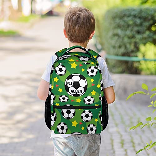 Mercuryelf Personalized Soccer Backpack for Boys Girls, 16 Inch Green Backpacks for School Travel, Fashion Lightweight Bookbag for Kids2
