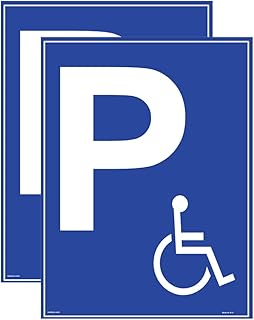 Haobase Pack of 2 Disabled Parking Sign Sticker – 26.5 cm x 20 cm – Self-Adhesive Vinyl
