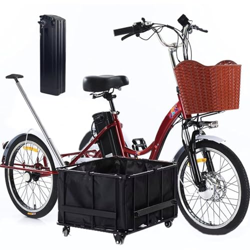 Triciclo eléctrico para Adultos, batería extraíble de 48 V, 7 velocidades, 3 Modos de conducción, Faro LED, claxon para Uso Diario y Compras.