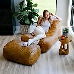 Big Joe Modora Bean Bag Lounger, Living Room and Gaming Seat, Copper Harbor Vegan Leather, Chair Only - Image 4