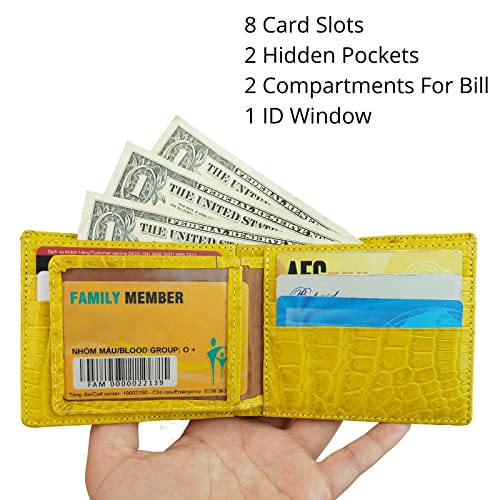 Image of HATA Men Leather Bifold Wallet RFID Blocking Front Pocket Exotic Billfold Handmade Gift For Birthday Wedding Anniversary Father's Day