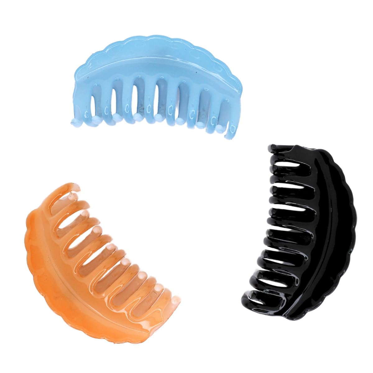 Set of 3 Multicolor Plain Large Jumbo Glossy Hair Claw Clips Hair Clutcher Hair Clamps for Thick Long Hair Butterfly Clips Accesscories for women and Girsl (Pack Of 3)-image-10