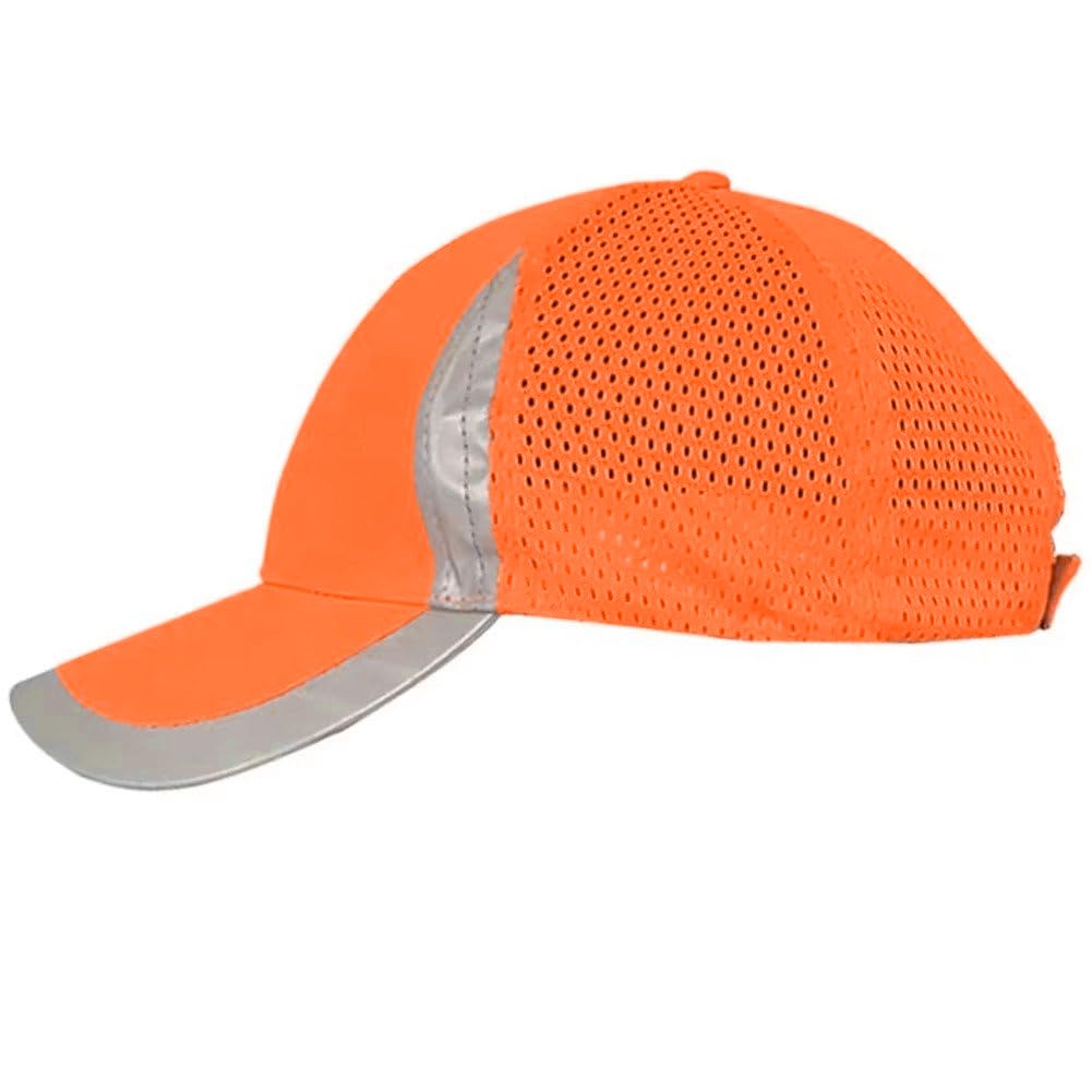 Fituenly Men's Orange Hi Vis Protective Bump Cap Reflective Work Cap Baseball Style Hard Hat Outdoor Sports Hat Safety Workwear For Wo