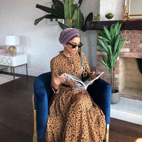 Image of DRESHOW African Women Turban Caps Beanie Twist Headscarf Pre-Tied Double Twisted Braid Hair Cover Wrap Hat Chemo Cancer Cap