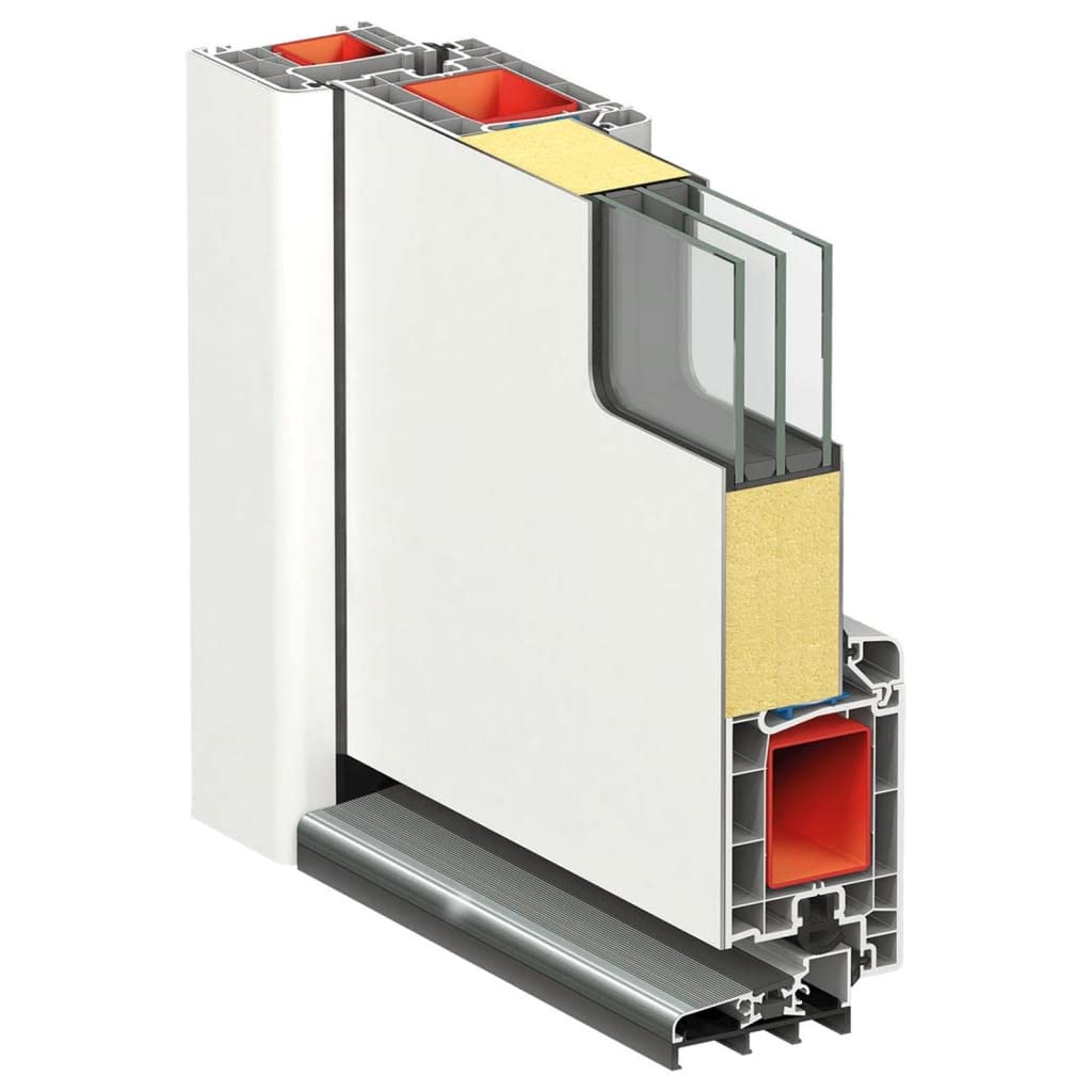 Puerta de entrada blanca de 110 x 210 cm de aluminio y PVC con 3 bisagras ajustables y cerradura de seguridad de 5 vías para mayor seguridad, duradera y resistente a la corrosión